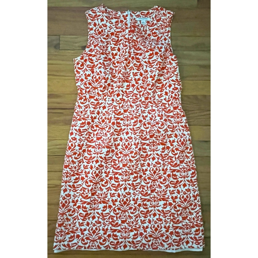 Banana Republic Factory Orange White Floral Print Sleeveless Midi Dress Women 6